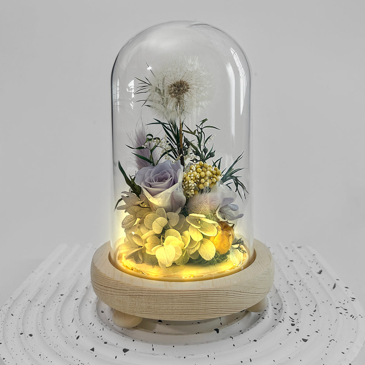 Blooms by Amora Night Light Wooden Dome A (Dandelion)-Wod005ap-9*15cm