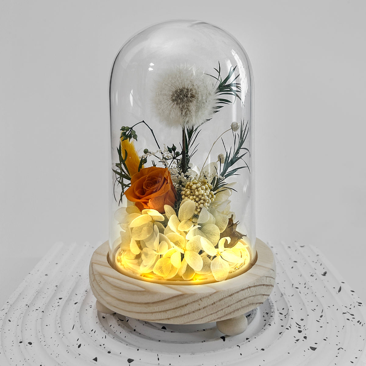 Blooms by Amora Night Light Wooden Dome C (Dandelion)-Wod005cp-9*15cm