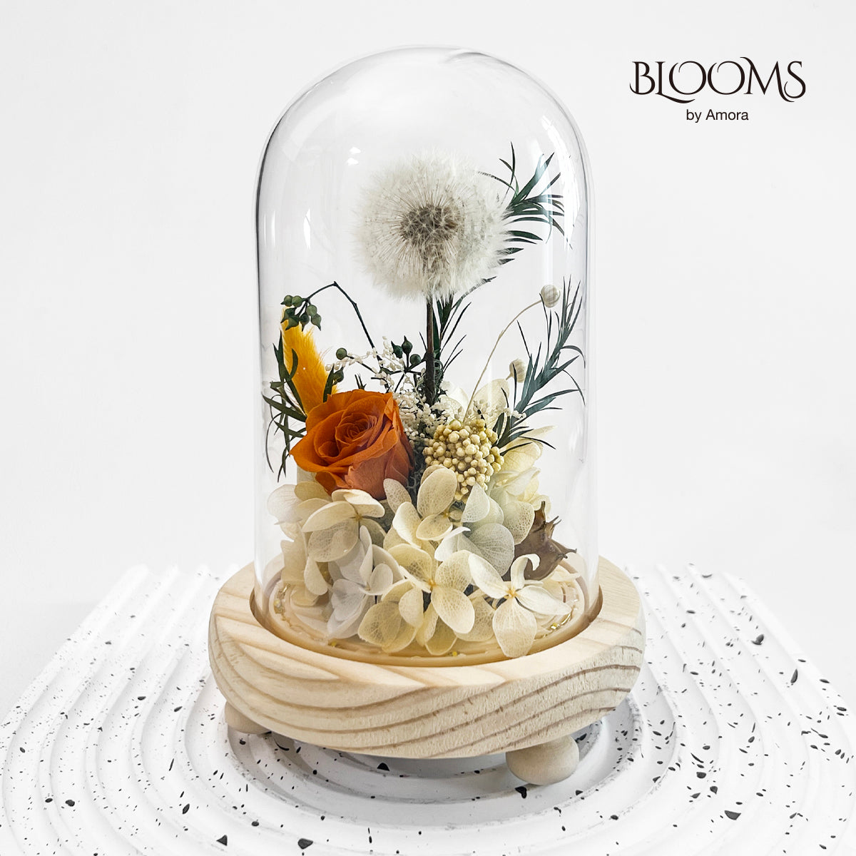 Blooms by Amora Night Light Wooden Dome C (Dandelion)-Wod005cp-9*15cm