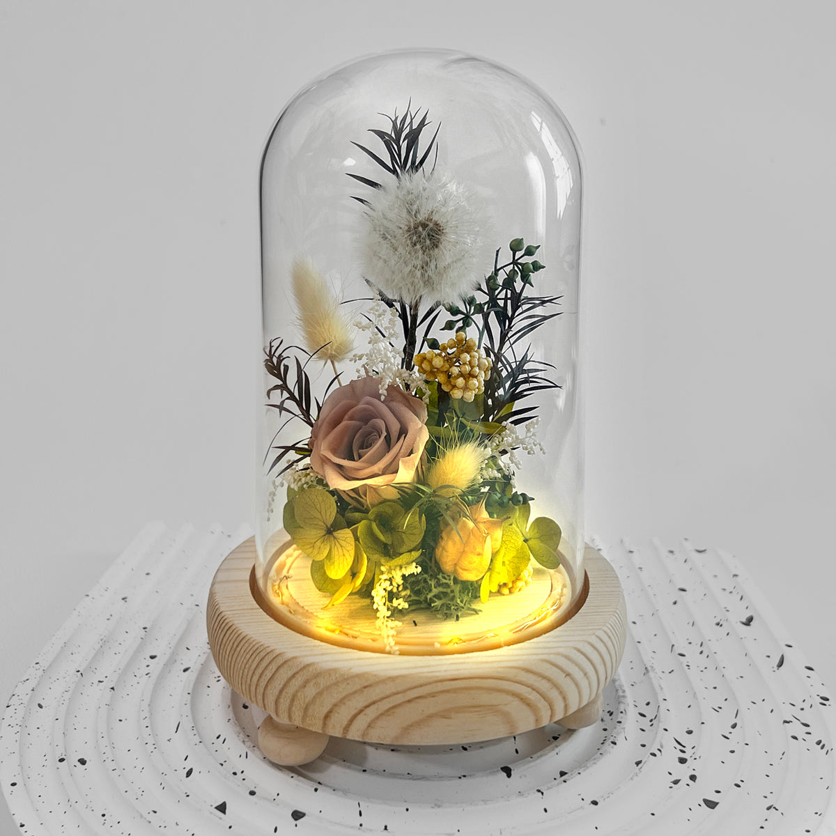 Blooms by Amora Night Light Wooden Dome D (Dandelion)-Wod005dp-9*15cm