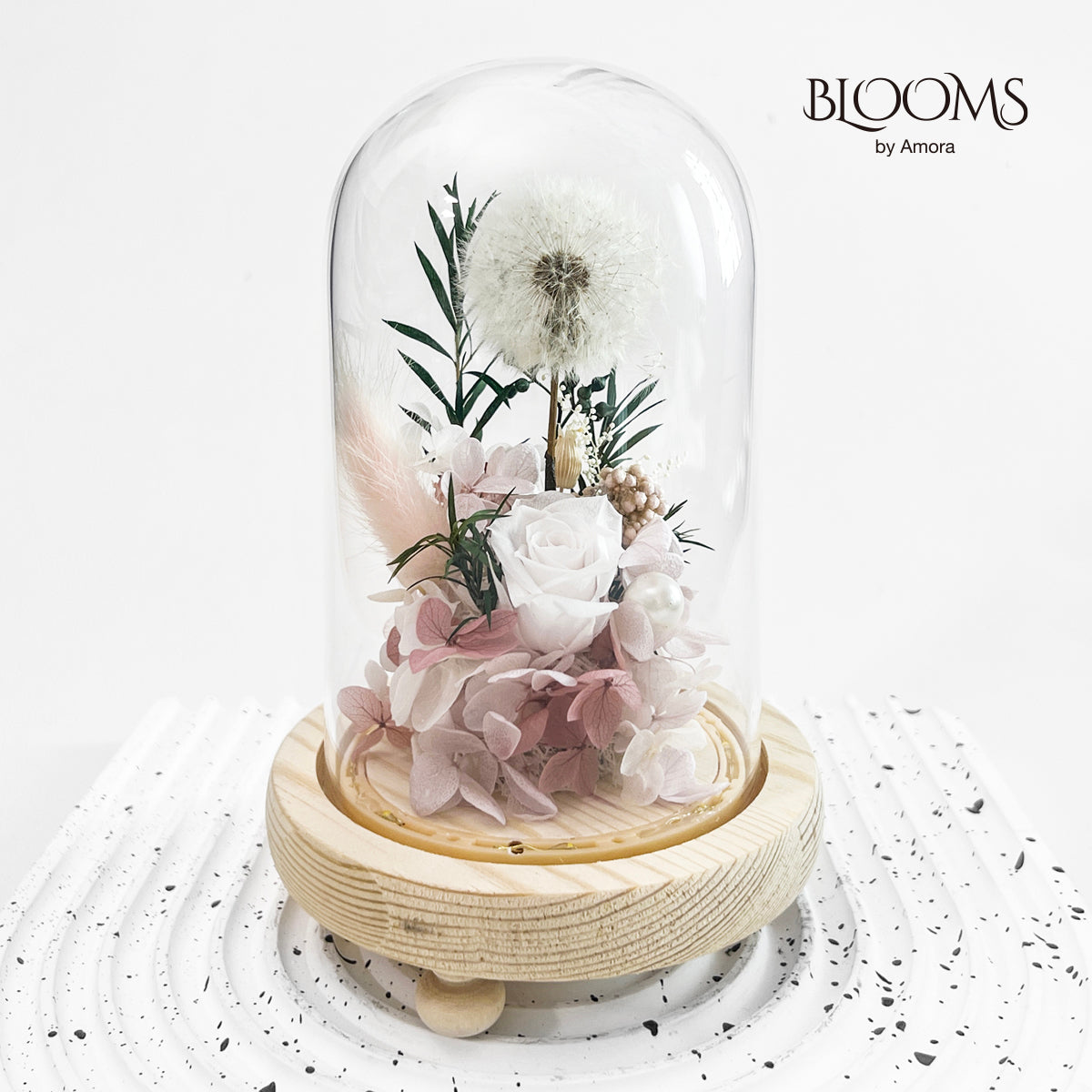 Blooms by Amora Night Light Wooden Dome E (Dandelion)-Wod005ep-9*15cm