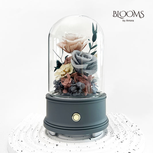 Blooms by Amora Bluetooth Dome A (2Roses&Anemone)-Blt006ap-10*14cm