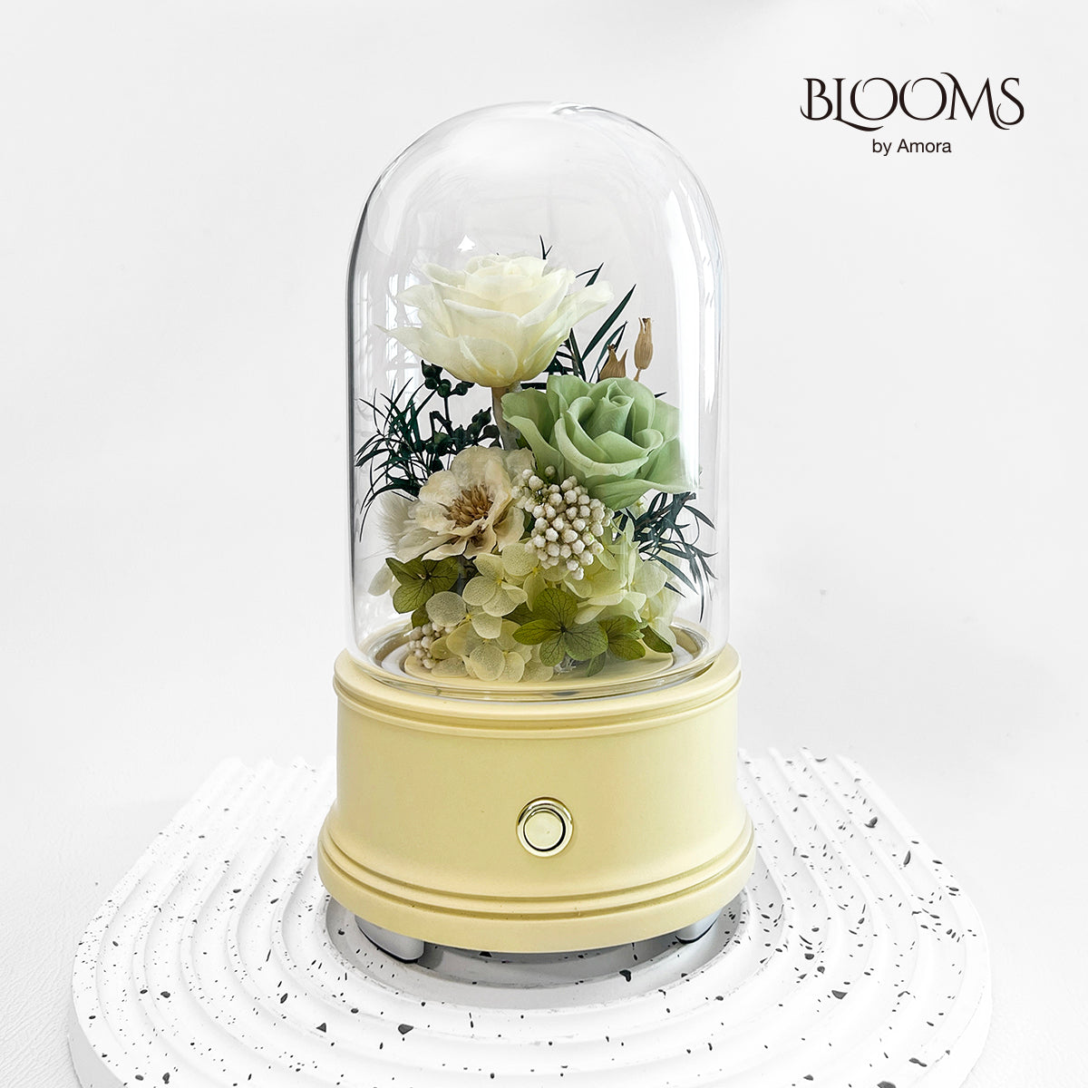 Blooms by Amora Bluetooth Dome C (2Roses&Anemone)-Blt006cp-10*14cm