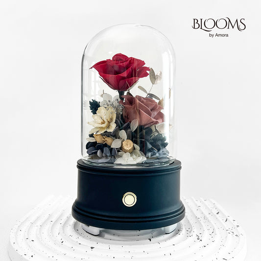 Blooms by Amora Bluetooth Dome E (2Roses&Anemone)-Blt006ep-10*14cm