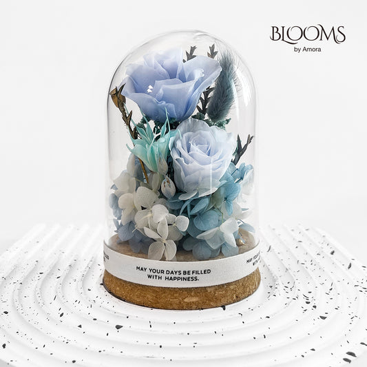 Preserved flowers for decoration Dried boutonnieres Dried floral arrangements  Flowers [natural] Dried plants for decoration  Dried flowers for decoration Natural plants and flowers  Blooms by Amora Cork Base Dome C (2Roses)-Cor008cp-8.5*12cm