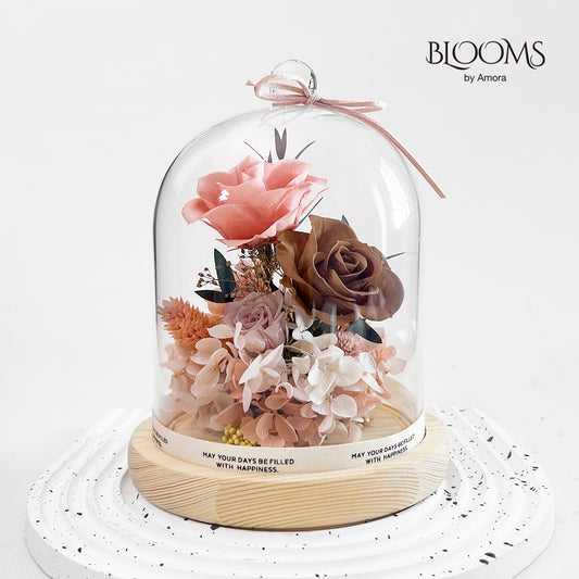 Blooms by Amora Night Light Wooden Dome C (3Roses)-Wod015cp-12*15cm