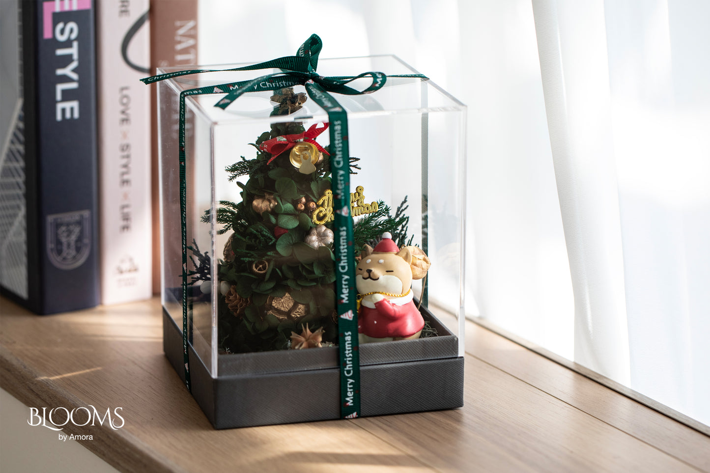 Preserved Flower Christmas Box A (Xmas Tree)-Xmas001P-12.5*12.5*15cm