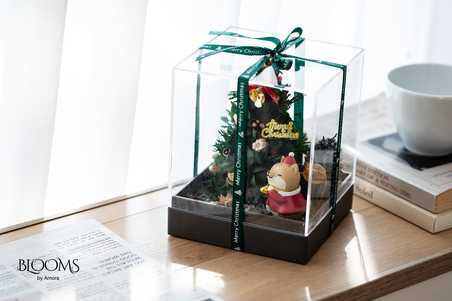 Preserved Flower Christmas Box A (Xmas Tree)-Xmas001P-12.5*12.5*15cm