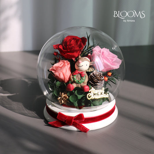 Preserved Flower Pat Christmas Ball C (Rose)-Xmas003P-13cm